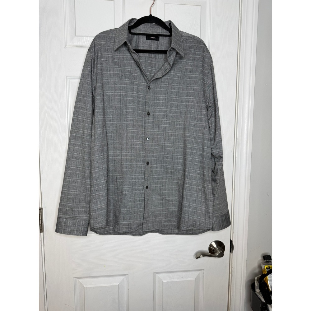 THEORY Men's Houndstooth Button Down 100% Cotton Size L